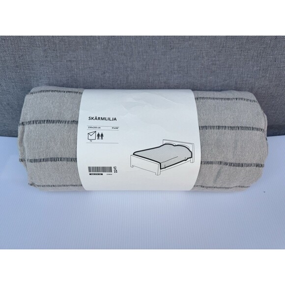 IKEA SKARMLILJA Bedspread 91"x98" Gray 100% Cotton Full Queen Cover 505.574.35 - Picture 1 of 5